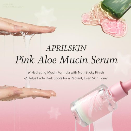 APRILSKIN Pink Aloe Mucin Serum – 78% Jeju Aloe for Hydrated, Glowing Skin (30ml) - Image 2